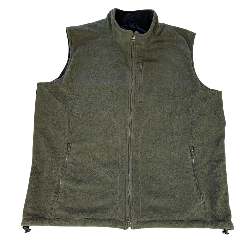 Eddie Bauer Windcutter Fleece Vest Mens XL Tall Olive Green Full Zip Outdoor